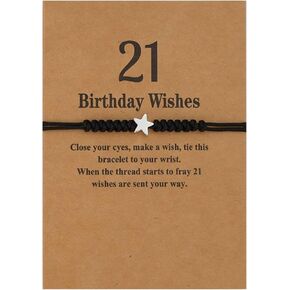 SNORSO 13th/16th/18th/21st Birthday Wishes Bracelet, Adjustable Star Cord Bracelets with Make A Wish Card, Birthday Gifts for Her Handmade Bracelet Birthday Gift for Daughter Niece Granddaughter