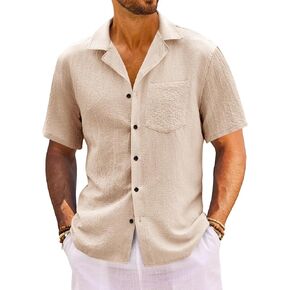 Runcati Mens Button Down Shirt Casual Cuban Short Sleeve Yoga Hippie Summer Beach Tops