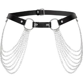 Sacina Goth Punk Black Pu Leather Belt ، Grunge Emo Black Studded Belt for Women ، Exclistories Goth