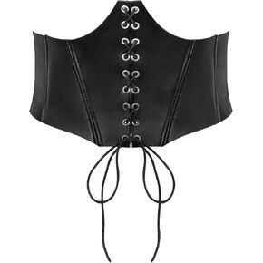 SUOSDEY Lace-up Cinch Bustiers Corset Belt for Women, Elastic Tie Waspie Wide Costume Waist Belt for Renaissance Halloween