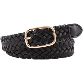 COTIM COYIN Wide Woven Waist Belts for Women, Braided Belt with Rectangle Buckle for Dress Pants
