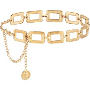 Women's Chain Belt Metal Waist Belt Gold Chain Belt Chunky Belly Link Belt Adjustable Women Long Belt Multilayer Fashion Belly Jewelry for Women Girls Dresses Jeans Trousers
