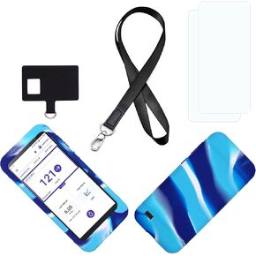 ألوان مختلطة علبة السيليكون الممتازة (تشمل حبل الحبل + الحبل + واقي الشاشة) لمستقبل Omnipod 5 (مراقبة الجلوكوز المستمر) (الوردي/الأرجواني) in Kuwait