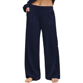 HeSaYep Women's Wide Leg Sweatpants Baggy Straight Leg Sweat Pants Elastic High Waisted Loose Pants with Pockets
