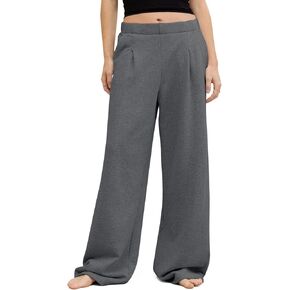 HeSaYep Women's Wide Leg Sweatpants Baggy Straight Leg Sweat Pants Elastic High Waisted Loose Pants with Pockets in Saudi Arabia