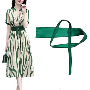 Wrap-tie Belt for Women Imitated silk Obi Belt Lace Up Cinch For Dress Wrap Around Wide Waistband Corset