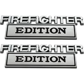 2pcs Big Size Firefighter Edition Emblem, Firefighter Edition Decal Car Badge for Pickup Truck Car Truck Motorcycle F150 F250 F350 (Red)