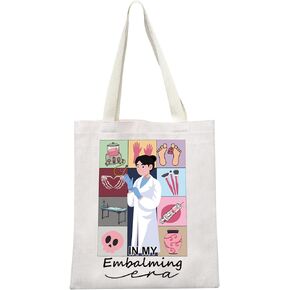 MEIKIUP Funeral Director Gift In My Embalmer Era Tote Bag Morgue Themed Gift Embalmer Life Canvas Bag Mortuary Science Gift