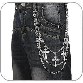 Punk Wallet Chain for Men & Women Gothic Cross Layered Jeans Biker Hip Hop Rock Pants Chain