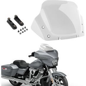 14 "الزجاج الأمامي لـ Harley Street Glide Cvo Flhxse 2023-2024 Wind Shield Mindscreen Air Diflector متوافق مع Harley Street Glide CVO 2024 (دخان)