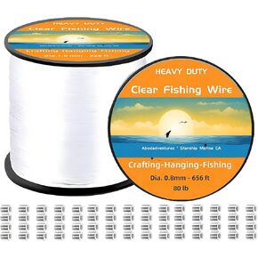 خط صيد أبودا شفاف بطول 1640 قدم 500 متر 17 رطل، خط صيد أحادي الخيط رفيع 0.3 مم للحرف اليدوية صناعة المجوهرات، خيط شفاف للزينة المعلقة، سلك صيد غير مرئي من النايلون مع مقص in Kuwait