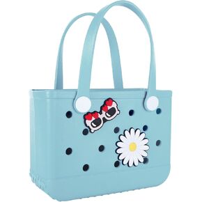 Beach Bag Rubber Tote Bag - Extra Large Handbag with Charms Waterproof Lightweight Travel Purses for Pool Boat