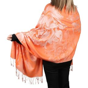 Women's Pashmina Shawls and Wraps Reversible Floral Flower Rave Scarf