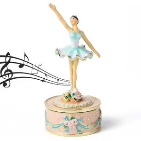 Swan Lake Music Box مطلي باليد مينا تمثال موسيقي منحوتة عتيقة مربع موسيقى مفصلي هدايا فريدة من نوعها (باليه فتاة وردية)