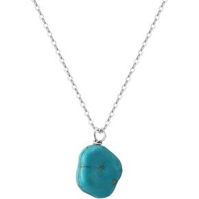Natural Turquoise Pendant Necklace Vintage 925 Sterling Silver Irregular Gemstone Necklace for Women Gift