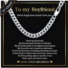 MEALGUET Curb Chain Necklace Gifts for Boys - Men's Cool Hip Hop 8mm Stainless Steel Cuban Link Chain Necklace for Men, Mens Jewelry Gifts for Boys Boyfriend Son Dad Graduation Father's Day,22 Inches