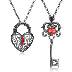 Ohayoo Key and Lock Doin Necklace مجموعة 925 شقيقات فضية من الفضة الاسترليني مطابقة لقلادة هدية المجوهرات لصديقتها وصديقها