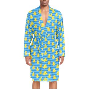Men's Robe Lightweight Long Sleeve Kimono Bathrobe with Pockets Yellow Rubber Duck Nightgown Shower Robe