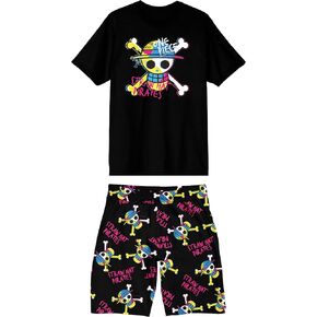 Bioworld One Piece Live Action Straw Hat Skull & Crossbones Logo Men's 2-Pack Pajama Set