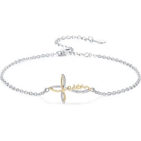 Trishula Faith Cross Bracelet for Women 925 Sterling Silver Gold Imban سوار قابل للتعديل