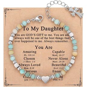 Religious Cross Beaded Bracelets for Women Teens First Christian Faith Confirmation Gift, Bestie Friendship Bracelet for Sister Daughter Niece Granddaughter on Birthday Gifts from Mom Auntie