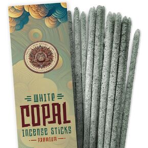 White Copal Aztec Incense Sticks from Mexico - (20 Sticks) for Meditation, Yoga & Spiritual Cleansing - Pure Copal Resin Incense for Purifying Energy & Relaxation, Handcrafted - KINBAL