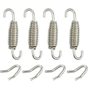 X AUTOHAUX 4 Set 55mm 2.17" Motorcycle Exhaust Pipe Spring with U Shape Hooks Stainless Steel Silver Tone