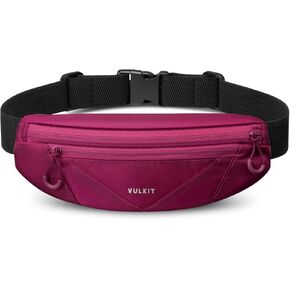 VULKIT Casual Lightweight Fanny Pack for Women & Men, Outdoor Belt Bag to Free Your Hands, Nylon Waterproof Waist Bag with Adjustable Elastic Band, Small Slim Fit Fashion Waist Pack, Black