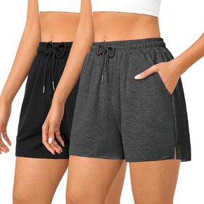 Quenteen Women's 4" Comfy Drawstring Elastic Waist Casual Cotton Sweat Shorts Workout Athletic Shorts with Pockets