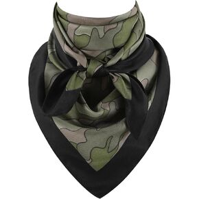 GERINLY Camo Print Wild Rag, Military Style Western Scarf, Tactical Camp Head Bandana 35 Inch Silk Feel