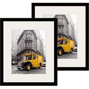 20x24 Black Solid Wood Handmade Finishing seamless surface Picture Frame | Real Tempered Glass | Matted to 16x20 | Fits 20x24 Poster or 16x20 Photo | Wall Mounting Hardware Included