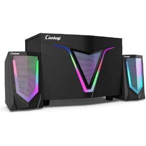 Bluetooth Computer Speakers, PC Speakers with Subwoofer,Gaming Speakers with Dynamic RGB, Stereo Sound, Deep Bass,USB Powered, 3.5mm AUX-in for Laptop, Monitor(Black)