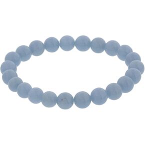 Pachamama Essentials Angelite Natural Gemstone Bracelet 7-7.5 In Stretch Gems Stones 8mm Round - Beads Healing Crystals Quartz - Chakra Bracelet (Angelite)