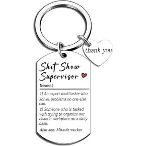 Shit Show Supervisor Keychain Funny Coworker Gifts Boss Day Supervisor Gifts For Women Men Funny Thank You Gift For Boss Lady Coworkers Hilarious Cool Colleague Leadership Gift Christmas