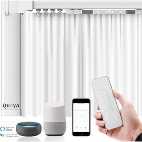 Quoya Smart Electric Curtain Track AT5810 【حتى 5 أمتار (196in) - قابلة للتكيف وقابلة للتعديل ، مع محرك السكك الحديدية الآلي مع التطبيق والصوت والتحكم عن بُعد ومتوافق مع Alexa و Google و Siri in Kuwait