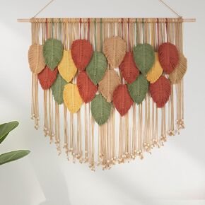 kalokalo كبيرة الجدار macrame معلقة بوهو نسيج ورقة ريشة الجدار ديكور الفن الأنيقة بوهيميا المصنوعة يدويا المنزل الديكور الحامل لحفل غرفة المعيشة غرفة نوم - 43 "ث × 35" لتر