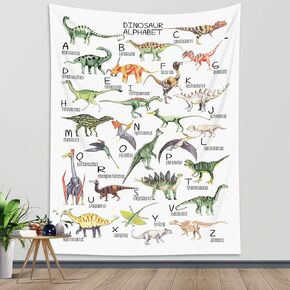 HVEST Dinosaur Tapestry الجدار العمودي معلق ABC alphabet alphabet و wild tappestries توضيحية رسم مرجعي للأطفال غرفة نوم غرفة المعيش