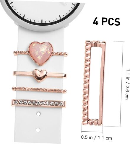 Hemobllo Watch Band Decorative Ring 4 Pack Silicone Watch Band Charm Slide-on Strap Accessories for Smartwatch Straps Easy Install Ornament for Daily Wear in Saudi Arabia