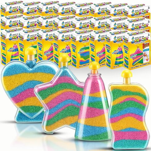12 Pack: Sand Art Kits for Kids - Create Your Own Colored Sand Art, Includes 12 Bottles, Funnels, Sticks, 48 Bags of Sand for Arts and Crafts, Schools, Birthday Party Favors Bulk (1 Dozen) in Kuwait
