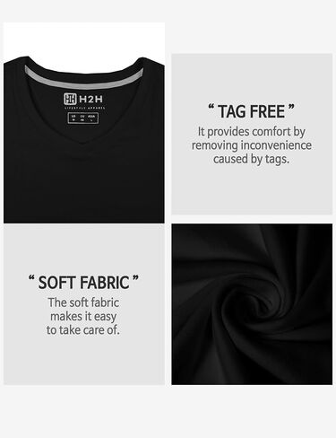 H2H Mens Slime Short Sleeve T-Shirts (V Neck/Crew Neck Multipack) Size XS to 3XL in Saudi Arabia