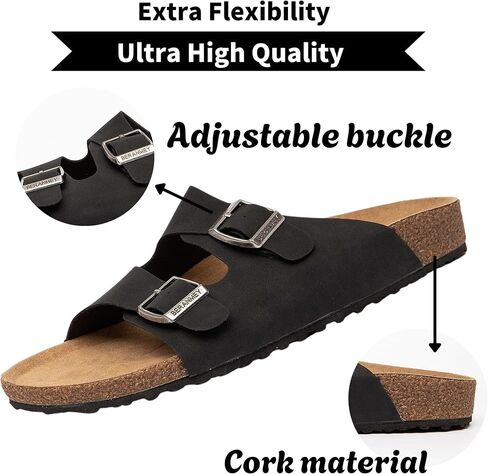 Unisex Sandals for Women & Men - Summer Beach Cork Footbed Slide Sandals with Adjustable Buckle, Slip-On Arch Support Shoes for Vacation/Resort/Indoor Outdoor Slippers in Saudi Arabia