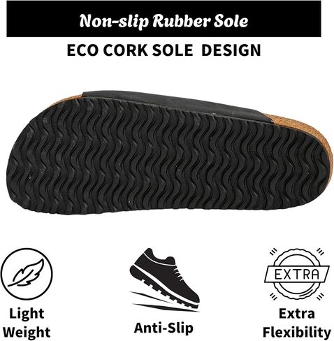 Unisex Sandals for Women & Men - Summer Beach Cork Footbed Slide Sandals with Adjustable Buckle, Slip-On Arch Support Shoes for Vacation/Resort/Indoor Outdoor Slippers in Saudi Arabia