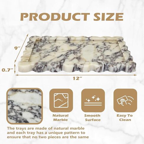 Marble Tray 100% Marble Vanity Trays for Bathroom 12" x 9", Scalloped Tray, Marble Tray for Kitchen Counter, Bathroom, Rainforest Green in Kuwait