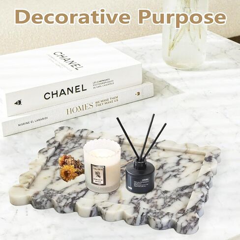 Marble Tray 100% Marble Vanity Trays for Bathroom 12" x 9", Scalloped Tray, Marble Tray for Kitchen Counter, Bathroom, Rainforest Green in Kuwait