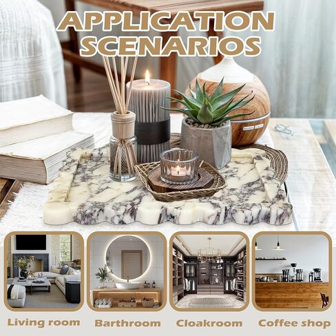 Marble Tray 100% Marble Vanity Trays for Bathroom 12" x 9", Scalloped Tray, Marble Tray for Kitchen Counter, Bathroom, Rainforest Green in Kuwait