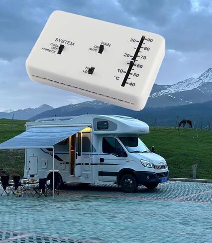 RV Thermostat for 3106995.032Dometic RV Thermostats (Cooling/Heating Furnaces Only), Replaceable Analogue Heating and Cooling System Control Kit, 12VDC, White in Kuwait