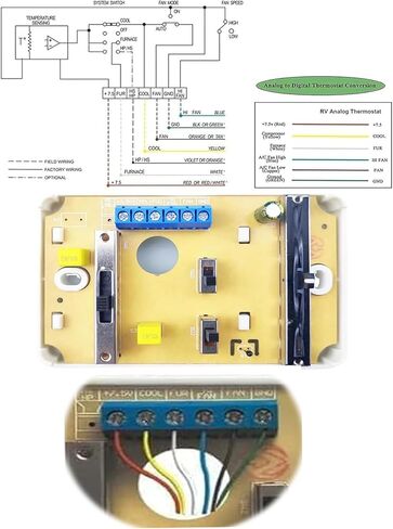RV Thermostat for 3106995.032Dometic RV Thermostats (Cooling/Heating Furnaces Only), Replaceable Analogue Heating and Cooling System Control Kit, 12VDC, White in Kuwait