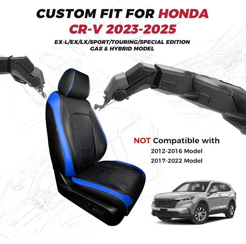 FREESOO Seat Covers for Honda CRV, Custom Fit Seat Covers Full Set, CRV LX EX EX-L Sport Touring Special Edition Hybrid & Gas 2023 2024 2025, Luxury Leather Waterproof Car Seat Cover, Black & Blue in Kuwait