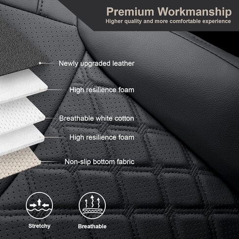 GIANT PANDA Customized Full Set Car Seat Covers for Toyota Corolla Cross L,LE,XLE (Not for Hybrid) 2022 2023 2024 2025,Faux Leather (Black) in Kuwait