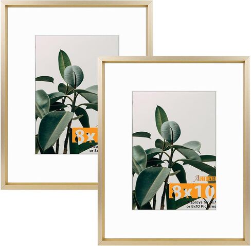 AUEAR, 16x20 Aluminum Frame in Gold - Real Glass - Made to Display Pictures 11x14 with Ivory Color Mat Horizontal and Vertical Formats for Wall (2 Pack) in Saudi Arabia